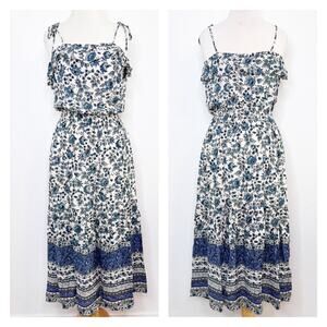 Good Hart Womens Maisie Midi Dress Size Small Blue Cottagecore Summer Beach Boho